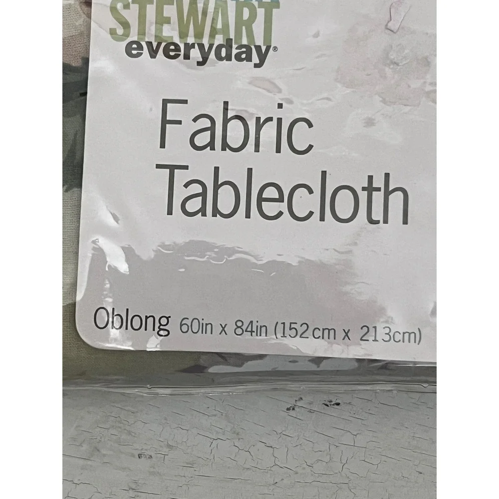 Martha Stewart Everyday Hydrangea Floral Cotton Tablecloth Oblong 60x84 Green